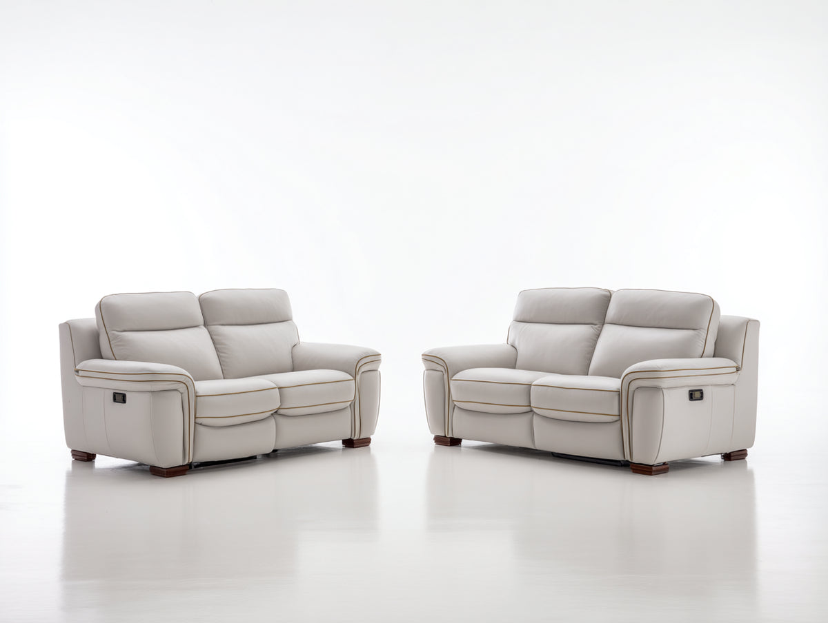 Relaxsofa Sets Lederoptik 165 x 98 x 103 cm - 165 x 98 x 103 cm - Cremeweiß-Braun - 2 teiliges Komfortdesign