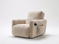 Liegesessel - Strukturierter Stoffbezug 88x95x102 cm - Beige - Gepolsterter Relaxsessel mit verstellbarer Rückenlehne und Seitentasche