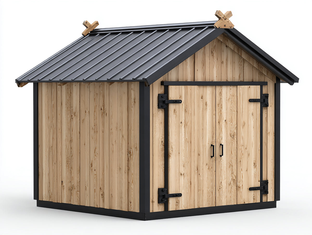 Gartenhäuser - Gerätehaus 180 x 140 x 210 cm - Naturbraun und Anthrazit - Gartenhaus mit Satteldach und Doppeltür