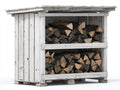 Kaminholzregal Holz 150 x 60 x 160 cm - Weiß-Grau - Überdachte Brennholzlagerung für Garten und Terrasse