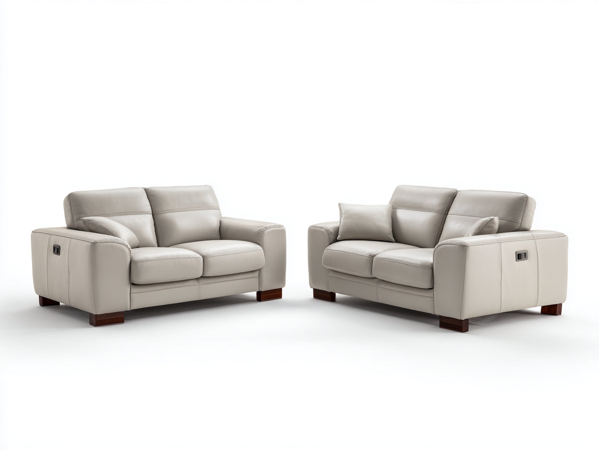 Relaxsofa Sets Kunstleder 168 x 96 x 98 cm - Creme-Braun - 2 Zweisitzer Relaxsofas für Wohnzimmer