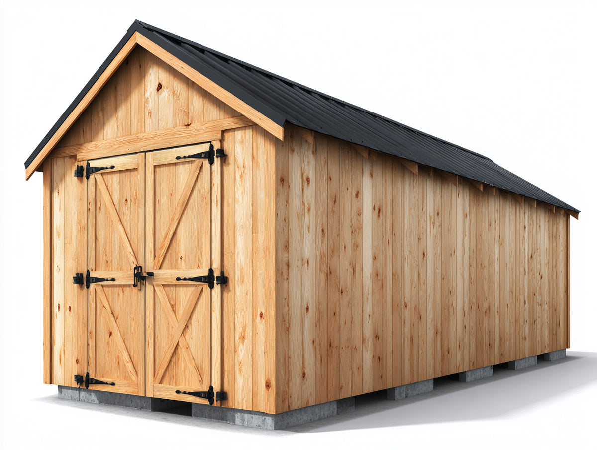 Gartenhäuser Holz 300 x 220 x 235 cm - Natur-Schwarz - Mit Doppeltür und Satteldach für Garten