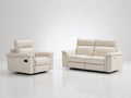 Relaxsofa Sets Kunstleder 165 x 98 x 102 cm - Creme - 2 teilig mit Relaxsessel und Zweisitzer für Wohnzimmer