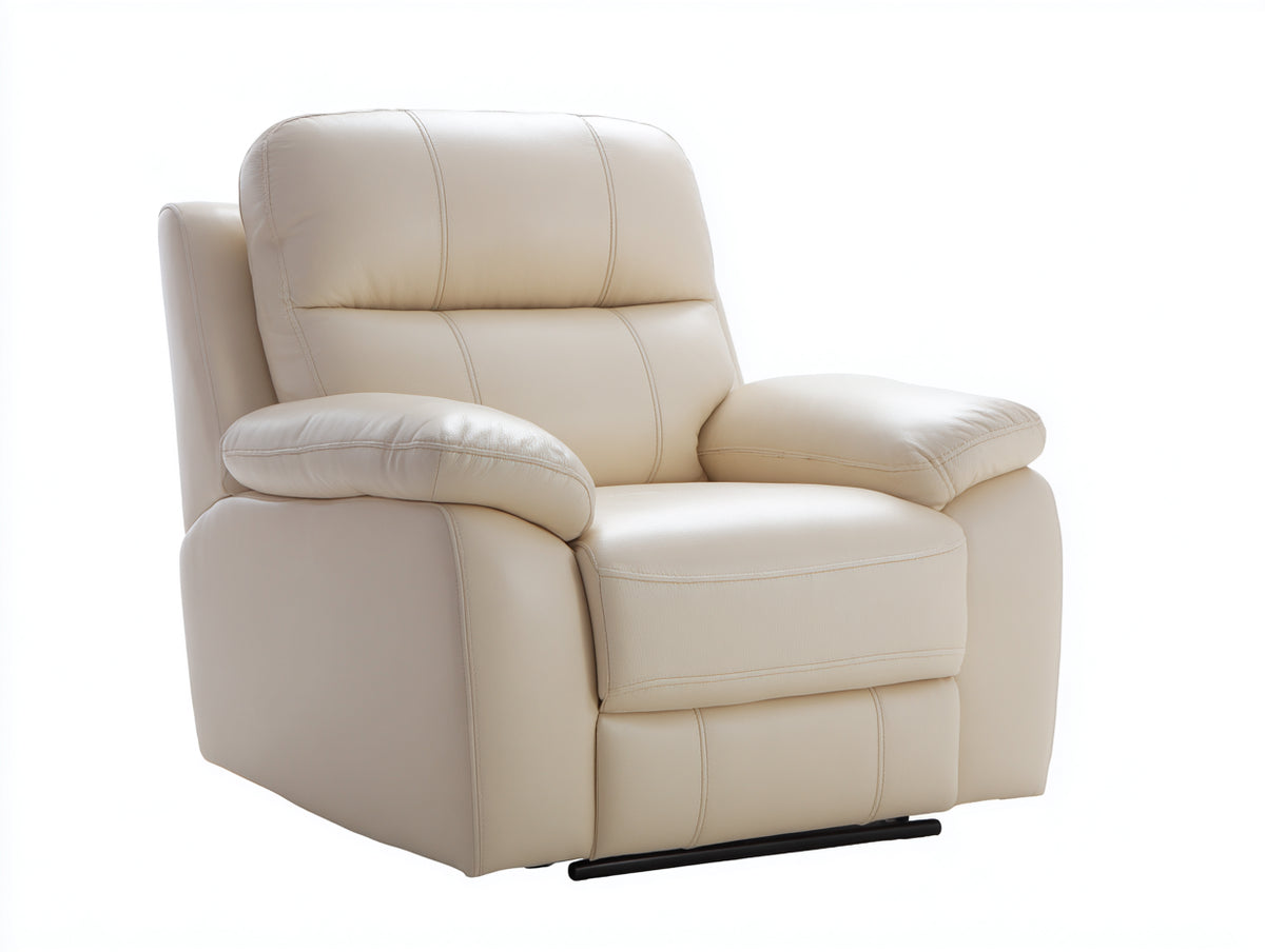 Liegesessel Lederbezug 98x95x105 cm - Creme - Verstellbare Rückenlehne mit Fußstütze