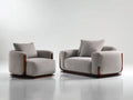 Relaxsofa Sets Strukturstoff 150 x 98 x 82 cm - 95 x 92 x 82 cm - Hellgrau-Nussbraun - 2 teiliges modernes Design