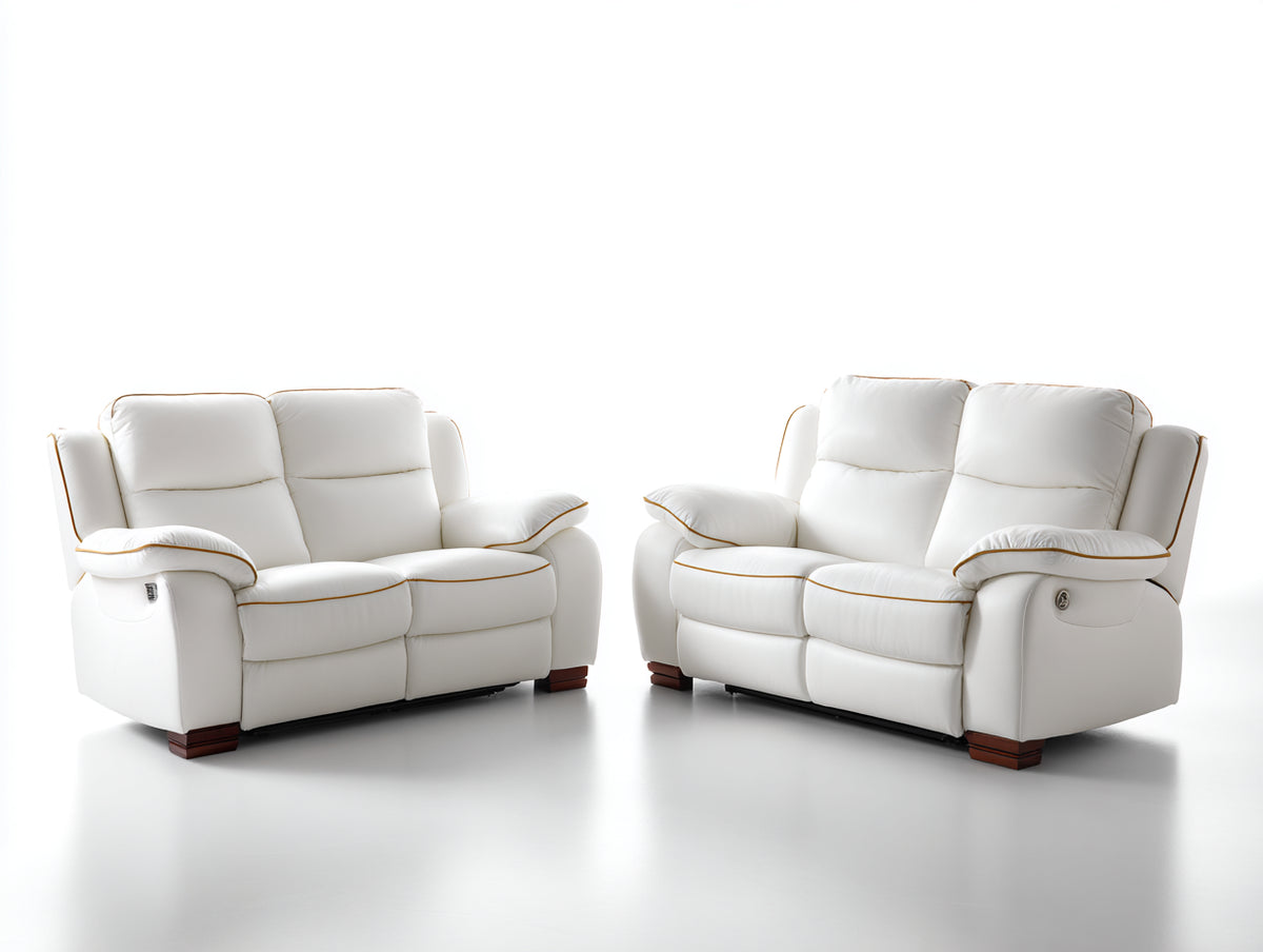 Relaxsofa Sets Kunstleder 165 x 98 x 102 cm - Creme-Braun - 2 Zweisitzer Relaxsofas für Wohnzimmer