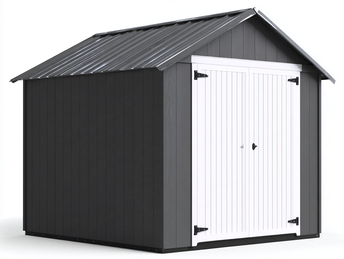 Gartenhäuser Metall 260 x 220 x 235 cm - Anthrazit-Weiß - Doppeltür und Satteldach