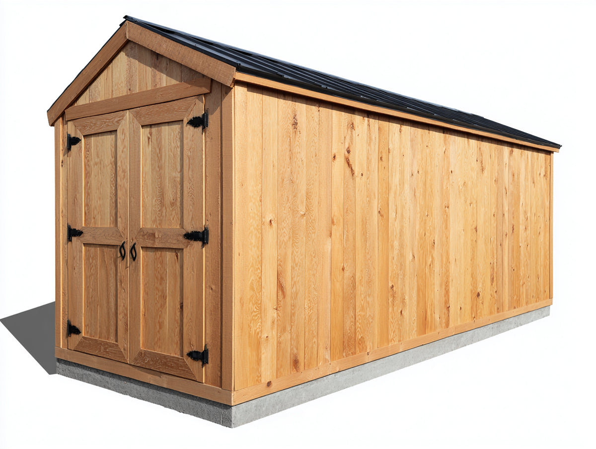 Gartenhäuser Holz 320 x 220 x 230 cm - Natur-Schwarz - Doppeltür und Satteldach