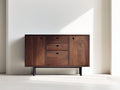 Dielenschränke - Holzoptik 140 x 40 x 85 cm - Dunkelbraun und Schwarz - Flurschrank mit 2 Türen und 3 Schubladen