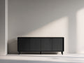Dielenschränke - Holzoptik 180 x 40 x 78 cm - Schwarz - Breiter Flurschrank mit 4 Türen und erhöhtem Untergestell