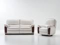 Relaxsofa Sets Lederoptik 165 x 98 x 102 cm - 98 x 100 x 105 cm - Weiß-Braun - 2 teiliges Komfortdesign