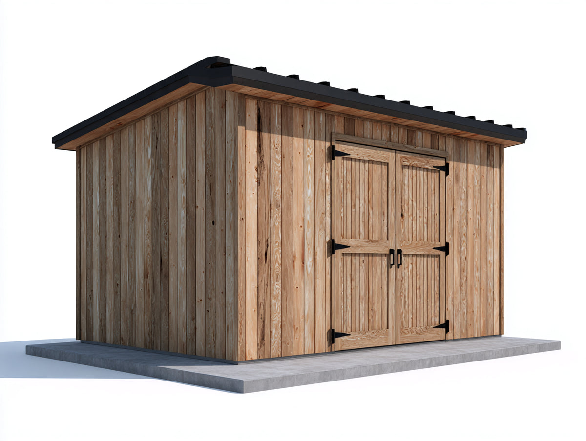 Gartenhäuser Holz 300 x 240 x 230 cm - Natur-Schwarz - Doppeltür und Pultdach